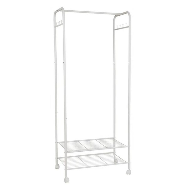 Organize in Style Portable Closet Wardrobe with Freestanding Garment Rack and 2 Shelves on Wheels