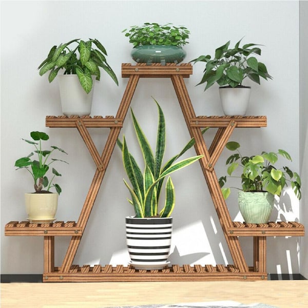 Upgraded Thicker Wood Indoor Plant Stand Flower Planter Display Shelving Unit