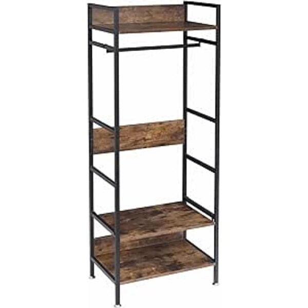 4-IN-1 Large Garment Coat Rack Shoe Rack Vintage Hall Tree for Entryway Bedroom