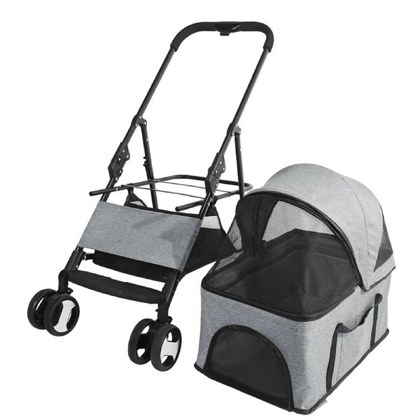 Heavy Duty Pet Stroller Pram One-Click Fold Jogger Dog Cat Carrier Travel System