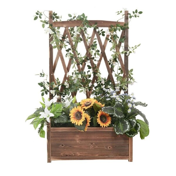 Large Wooden Garden Planter Raised Plant Flower Pot Box Trellis Patio Lattice