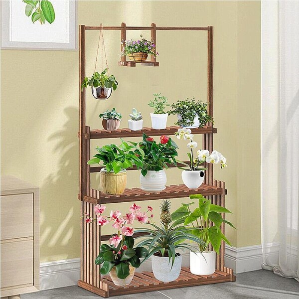 Indoor Outdoor Hanging Plant Stand 3Tier Ladder Shelf Flower Display Rack Holder