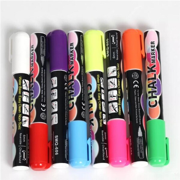 8x Thick Liquid Chalk Window Marker Pen Cafe Pub Menu A-Board Sign Markers Pens