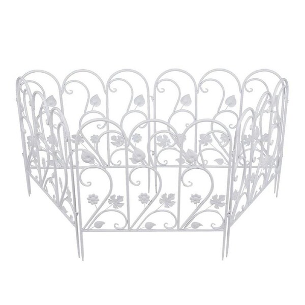 5 Panels Garden Fence Front Yard Border Edging Flower Bed Fence Dog Pet Barrier