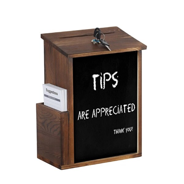 Rustic Wood Suggestion Box Wall Mailbox Freestanding Ballot Box with Chalkboard