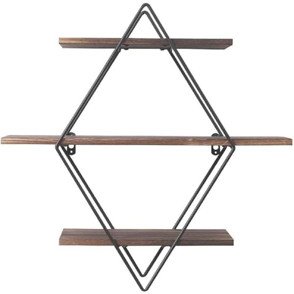 3Tier Retro Thicken Metal Hanging Floating Display Shelf Book Storage Rack Decor