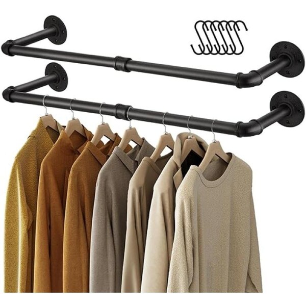 2X Super Strong Bearing Metal Pipe Clothes Rack Clothes Hanger Pole Garment Bar