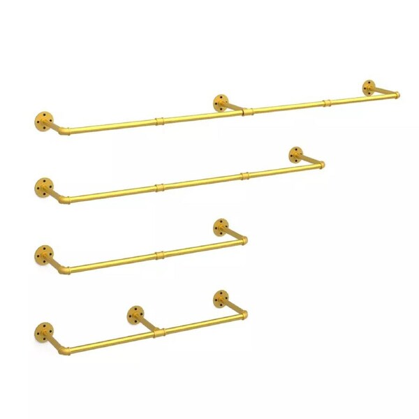 Heavy Duty Clothes Rack Wall Mounted Hanging Garment Rack Gold Metal Closet Rod