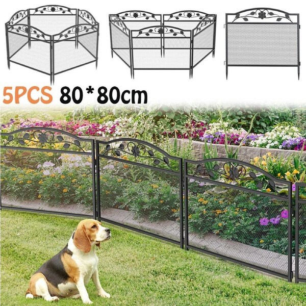 5Pack DIY Foldable Garden Fence Elegant Path Edging Fence Animal Barrier Border