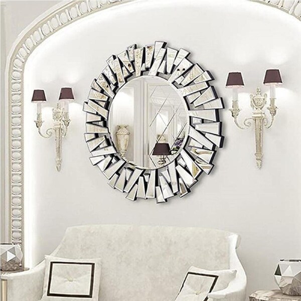 Glam Irregular Decorative Wall Mirror Traditional Accent Mirror for Living Room