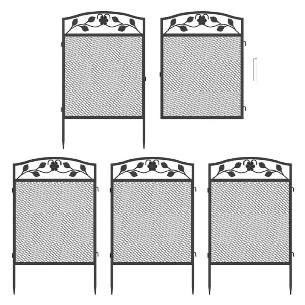 5Pcs Metal Garden Fence Heavy Duty Animal Barrier Border Stop Foxes Chicken Dogs