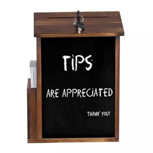 Rustic Burnt Wood Suggestion Box Ballot Donation Box w/ 30 Free Suggestion Cards