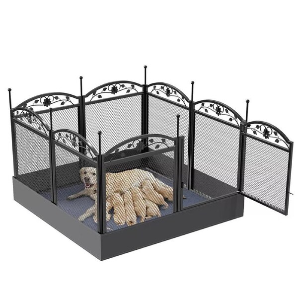 Extra Large Dog Playpen Deep Dog Whelping Fence Pen Box Bed Waterproof Mat Crate