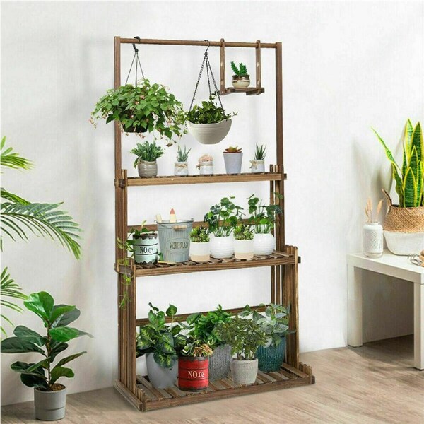 3 Tier Large Wood Plant Stand Vertical Flower Bonsai Display Rack Balcony Garden