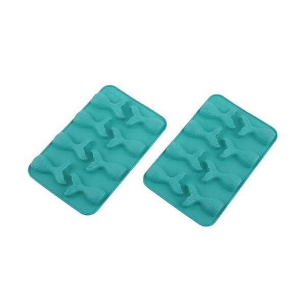 2pc Daily Bake Mermaid 8 Cup Silicone Chocolate Baking Mould Jelly Set Tray TURQ