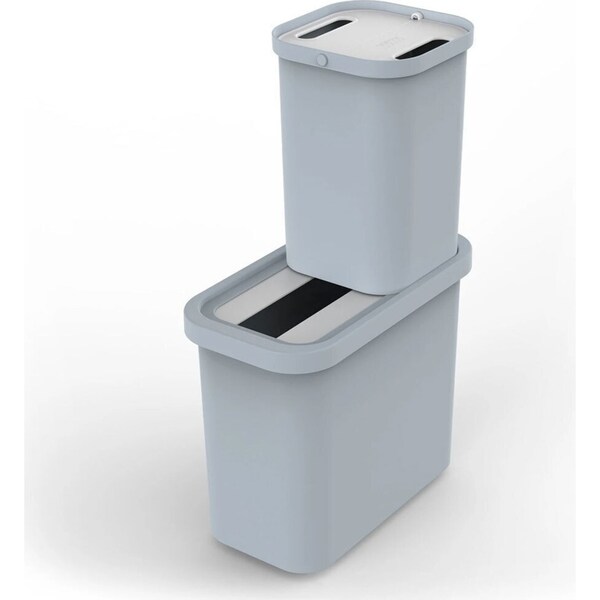 2pc Joseph Joseph GoRecycle 14L Recycling Caddy/32L Collector Set Waste Bin Grey
