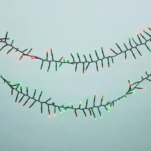 Cluster Lights 500 LED Red Green Connectable Black Cable