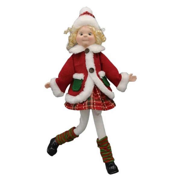 Elf Red Tartan Poseable Hanging