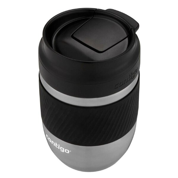 Contigo Pug Stainless Steel Travel Mug 295ml Insulated w/ Non-Slip Grip Black