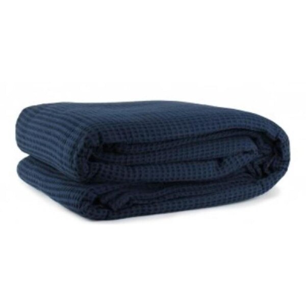 Cotton Waffle Blanket Navy - Single
