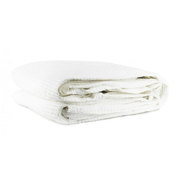 Cotton Waffle Blanket White - King