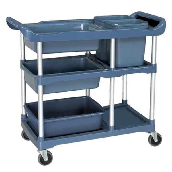 TCS New Commercial Metal & Plastic Kitchen 6 Bucket Trolley Cart