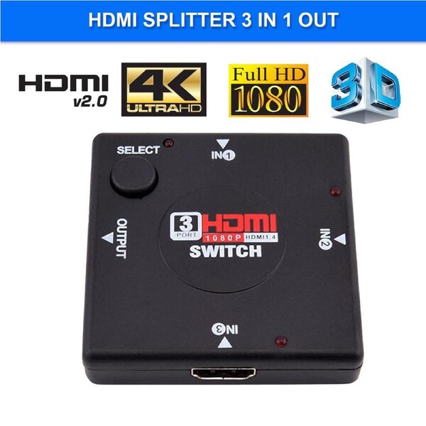 HDMI Switch 3 in Port 1 out port HDMI Switcher Supports Full HD 1080p 3D support 4k