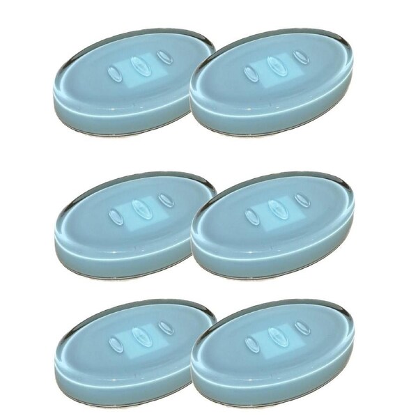 6x Creative Home Oval Soap Dish Holder Plate - Blue (Bulk)