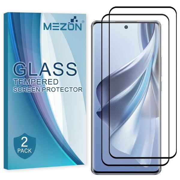 [2 Pack] Full Coverage OPPO Reno10 5G Tempered Glass Crystal Clear Premium 9H HD Screen Protector by MEZON (OPPO Reno10 5G, 9H Full)