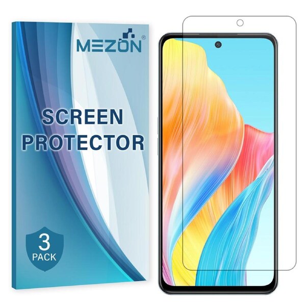 [3 Pack] OPPO A98 5G Ultra Clear Screen Protector Film by MEZON – Case Friendly, Shock Absorption (OPPO A98 5G, Clear)