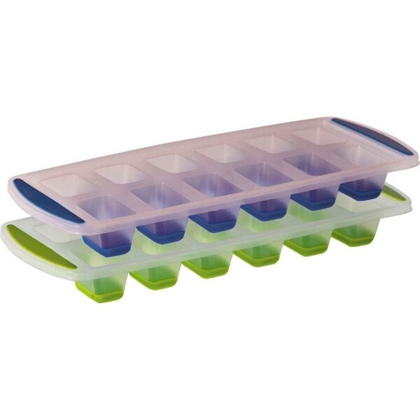 2PK Avanti 12 Cup Pop Release Ice Cube Tray Silicone Mould/Mold Maker Green/Blue