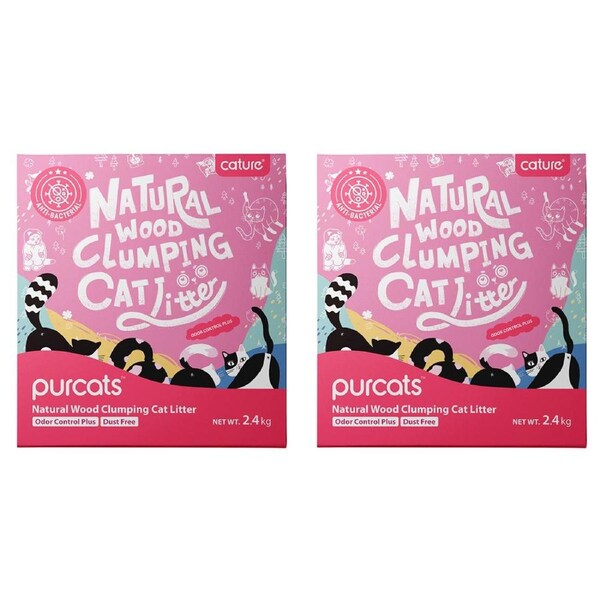 2x Cature 2.4kg/6L Carbon Wood Clumping Pet Cat Litter Odour Control Plus Pellet