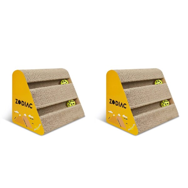 2x Zodiac Banana 28x17cm Triangle Pet Cat Scratcher w/ Ball Interactive Fun Toy