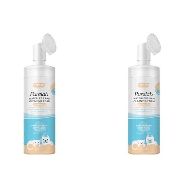 2x Cature 150ml Waterless Paws Pet Cat/Dog Cleaning Foam Hygiene Grooming Wash