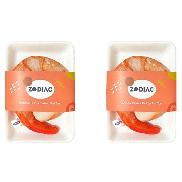 2x Zodiac Prawn Catnip Pet Cat/Kitten Interactive Bite/Kick Activity Play Toy