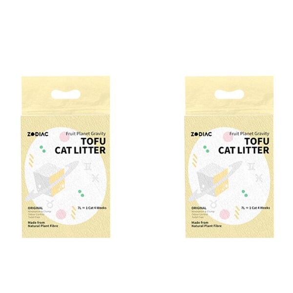 2x Zodiac 7L/2.5kg Fruity Tofu Soy Pulp Pet Cat Litter Absorbent/Clump Original