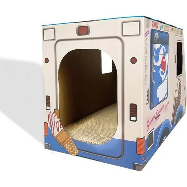 Zodiac Pet Cat 38x39cm Scratcher Ice Cream Van Scratching Furniture House Blue