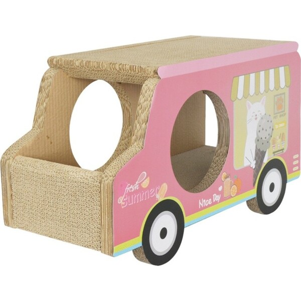 Zodiac Pet Cat 61x35cm Scratcher Ice Cream Van Scratching Furniture House Pink