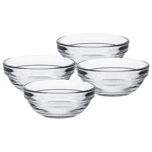 4pc Duralex Lys Stackable 70ml/7.5cm Round Glass Bowl Set Dipping Sauce Dish CLR