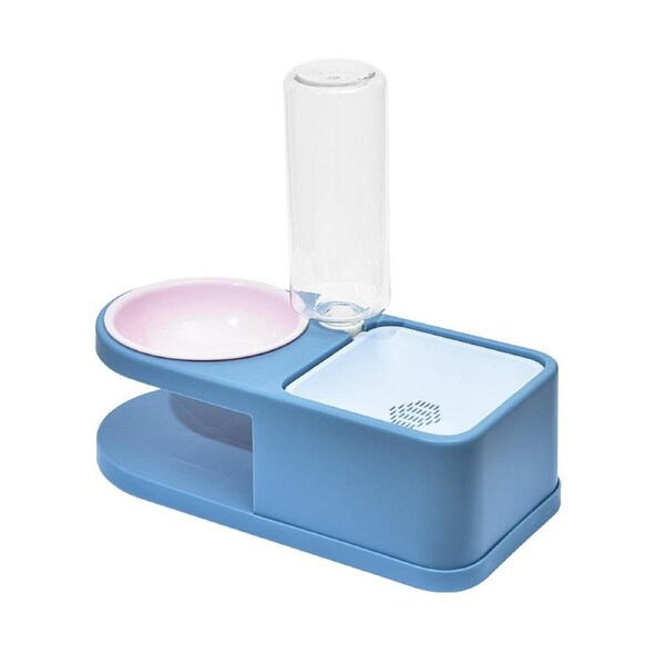 Pakeway Square Met Round Pet Cats/Dogs Plastic Food/Water Feeding Bowl Blue