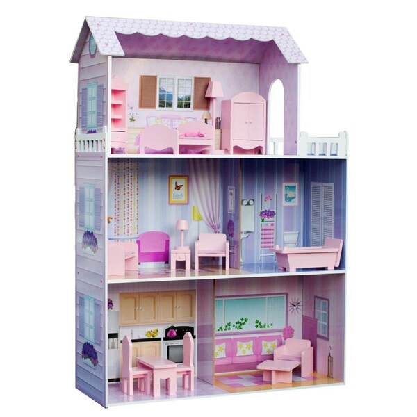 Teamson Kids Dreamland Tiffany Victorian Wooden Dollhouse 3 Storey, Pink