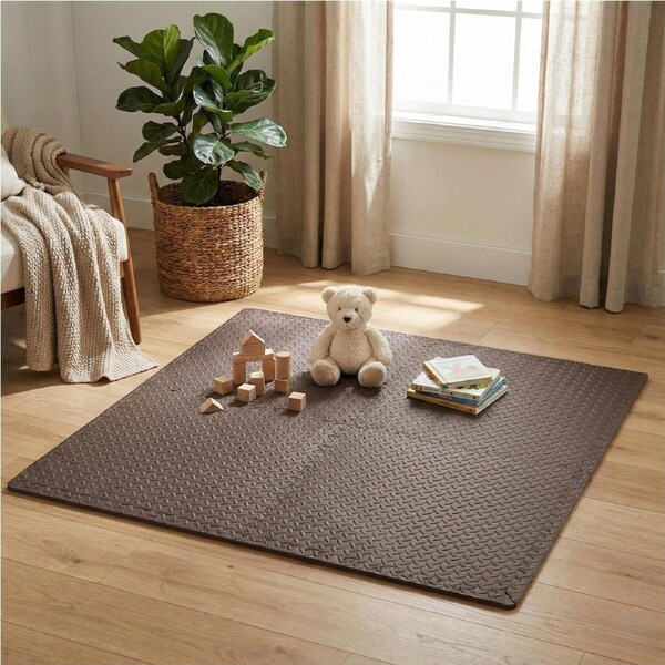 BoPeep 4Pcs Kids Play Mat EVA Interlocking Tiles 60x60cm Coffee