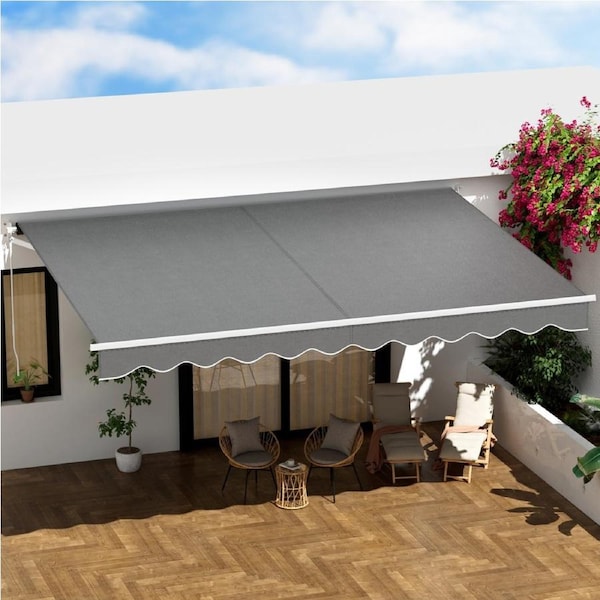 4.5Mx3M InstaHut Folding Arm Awning Retractable Outdoor Awning Canopy Grey