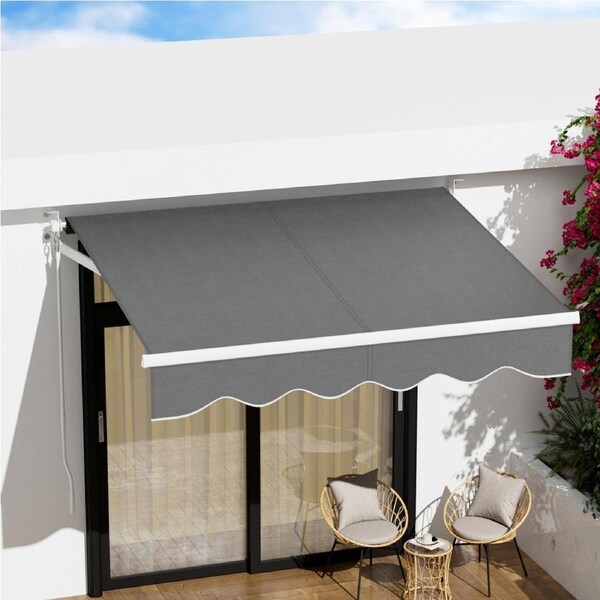 2Mx1.5M InstaHut Folding Arm Awning Retractable Outdoor Canopy Sunshade Grey