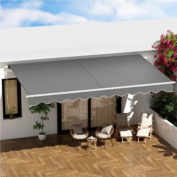 4.5Mx2.5M InstaHut Folding Arm Awning Retractable Outdoor Awning Canopy Grey