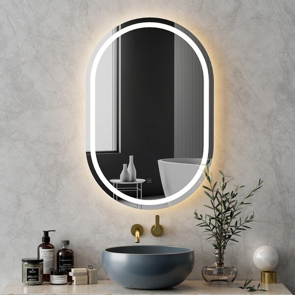 Embellir Wall Mirror 50x75cm LED light Makeup Mirror Oval Vanity
