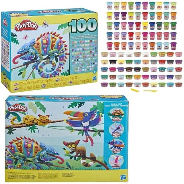 Playdoh Wow 100 Cans Bulk Modeling Compound Variety Pack Sparkle Shimmer Confeti