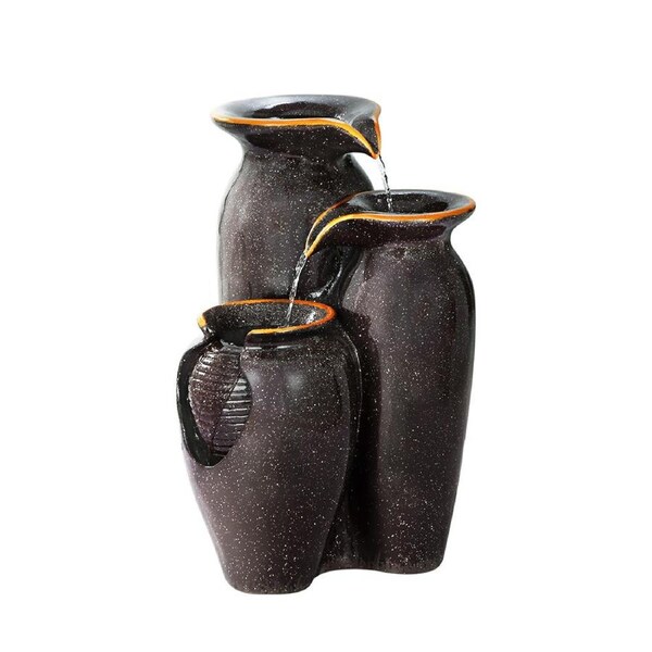 Water Fountain Features Solar with LED Lights Outdoor Cascading - 3V