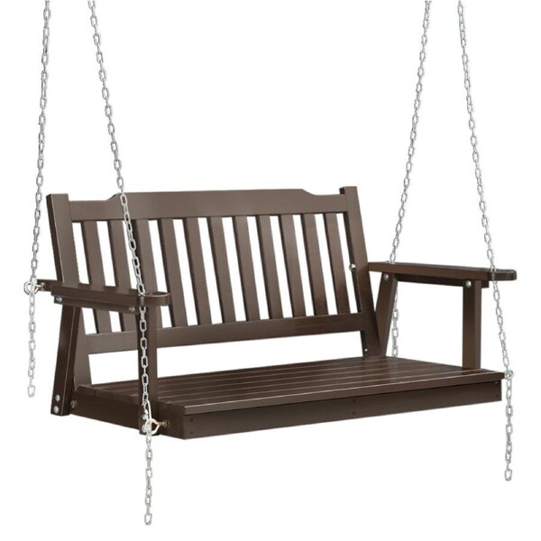 Wooden Garden Porch Swing Bench Outdoor Furniture - Brown