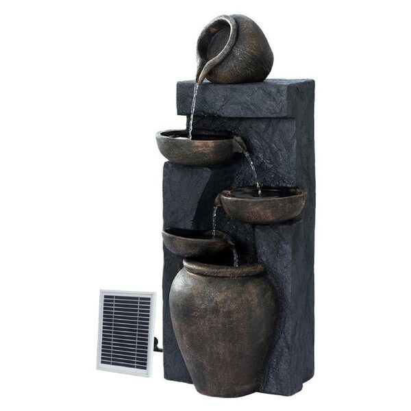 Solar Water Fountain Features Outdoor Cascading Bird Bath - 5 Tiers